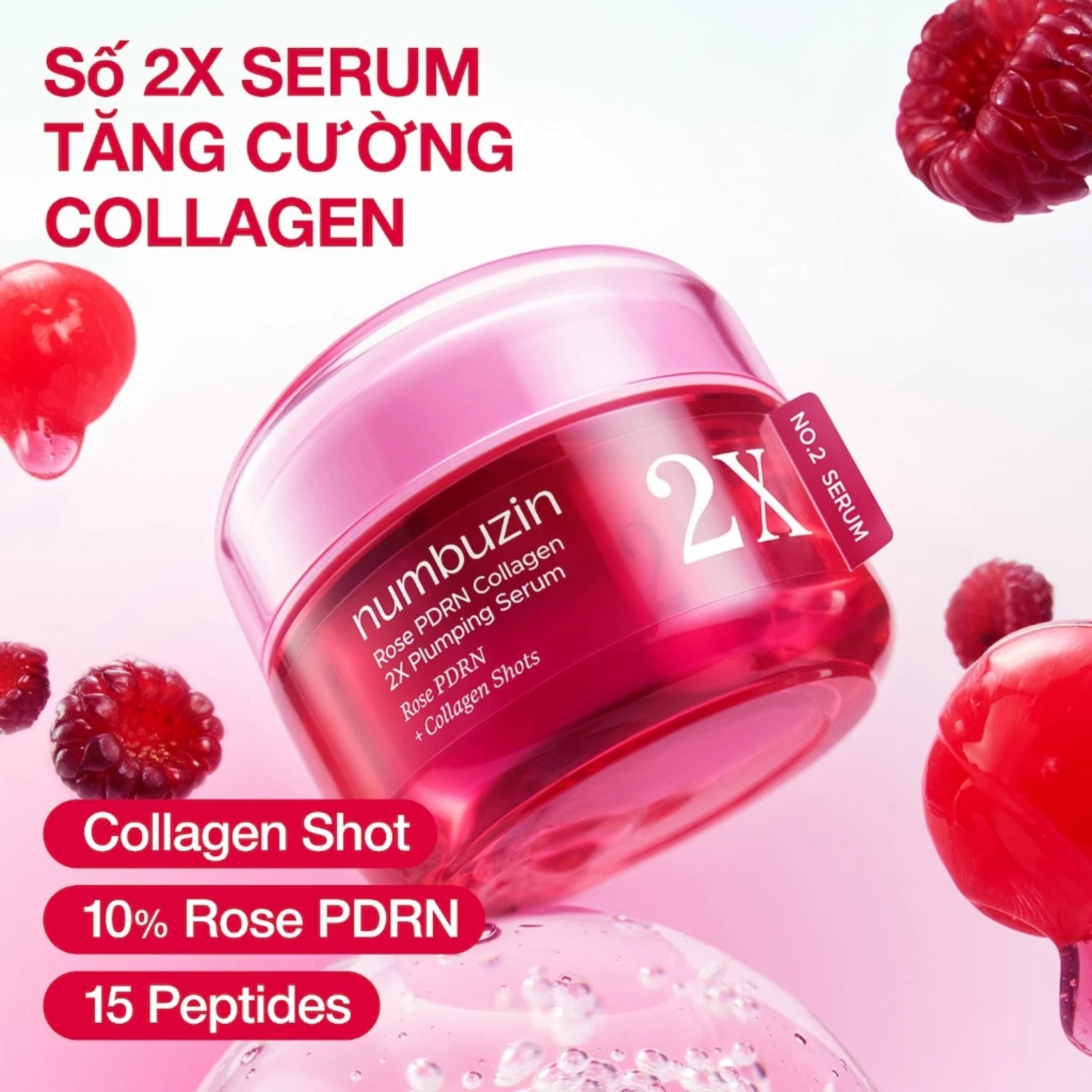 Tinh chất Numbuzin No.2 Rose PDRN Collagen 2X Plumping Serum 30ml - Ảnh 2