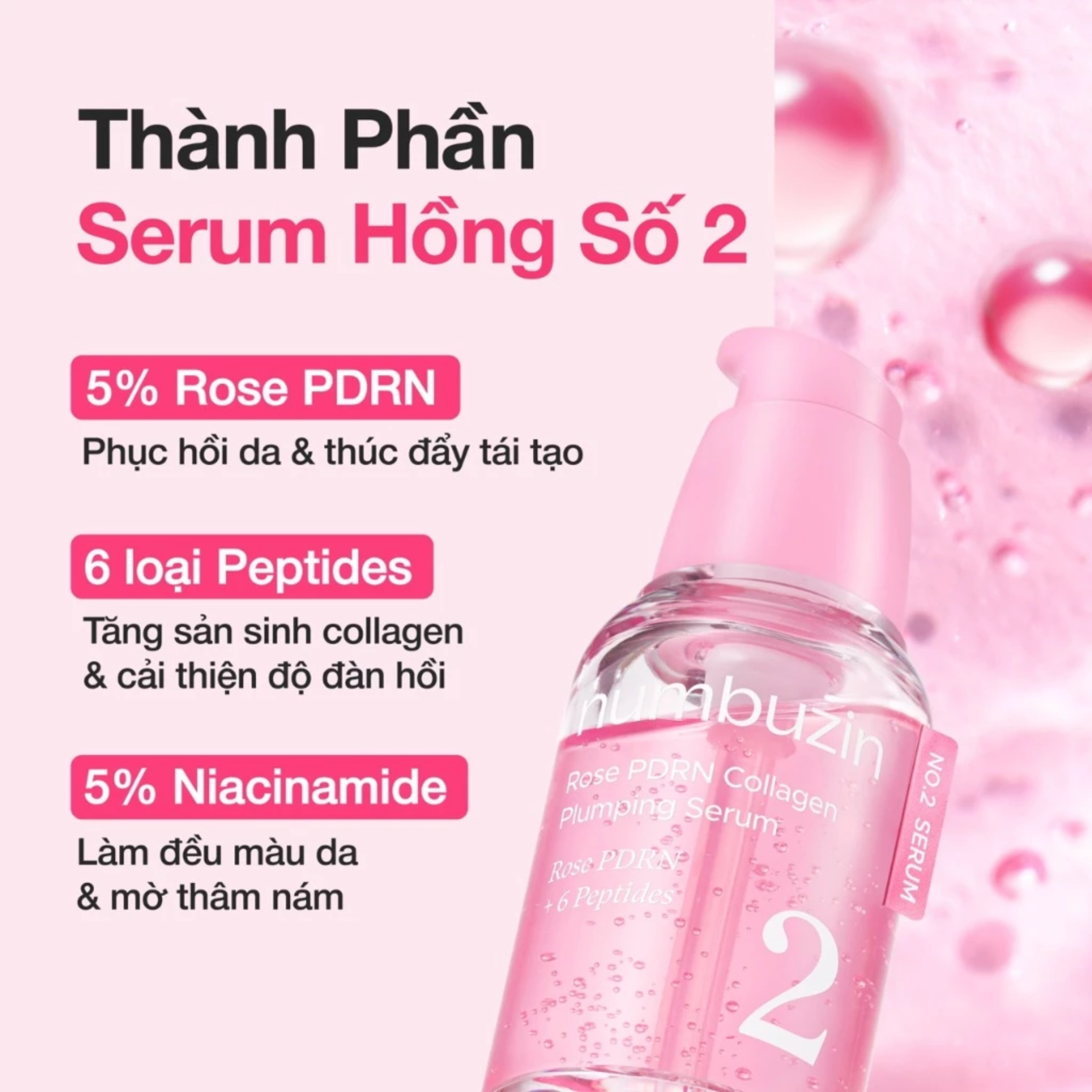 Tinh chất Numbuzin No.2 Rose PDRN Collagen Plumping Serum 30ml - Ảnh 6