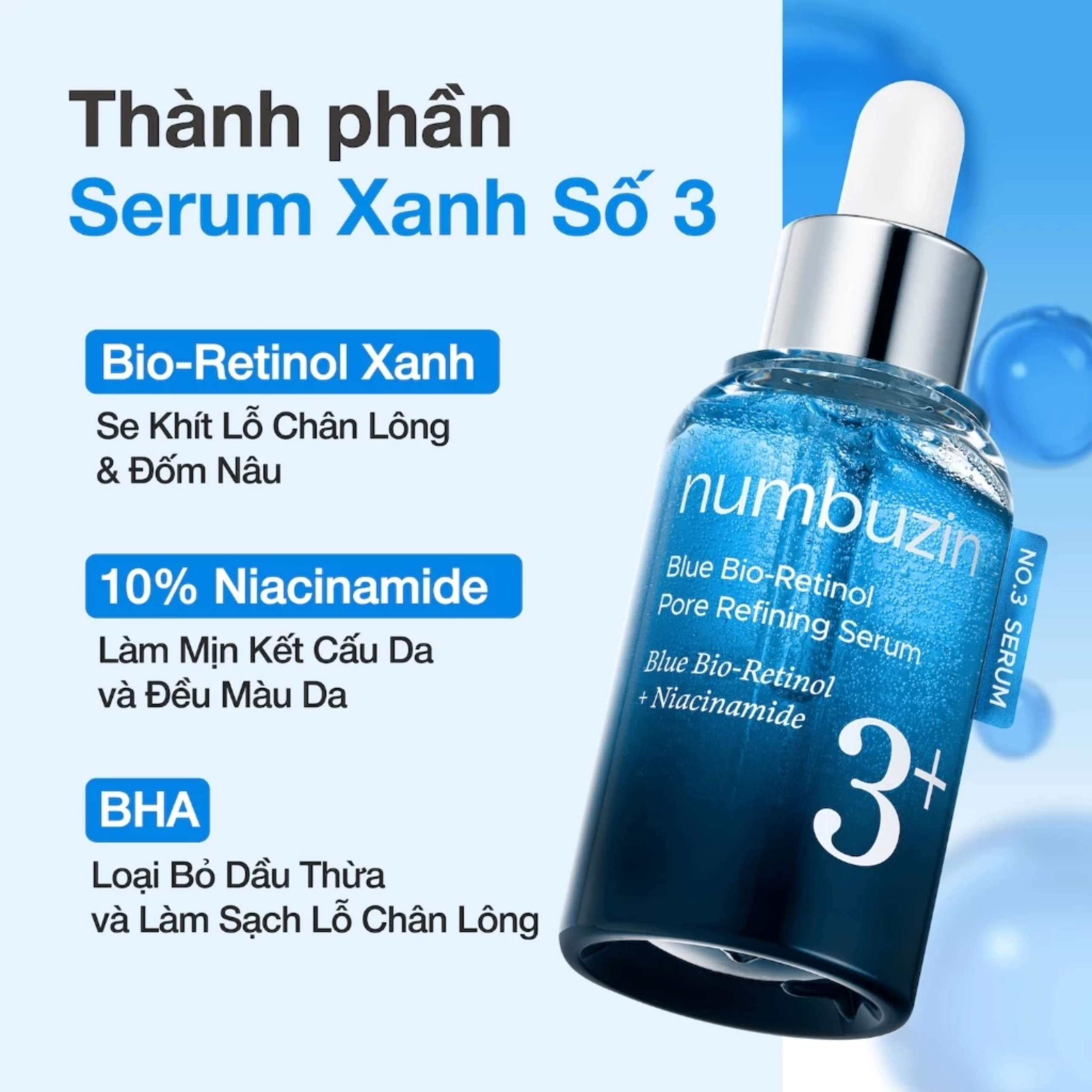 Tinh chất Numbuzin No.3 Blue Bio-retinol Pore Refining Serum 30ml - Ảnh 5