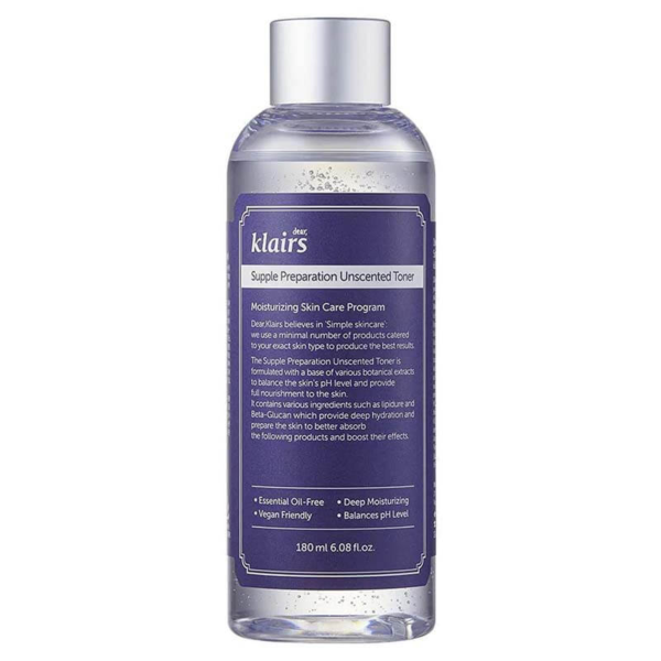 Nước hoa hồng Dear Klairs Supple Preparation Unscented 180ml