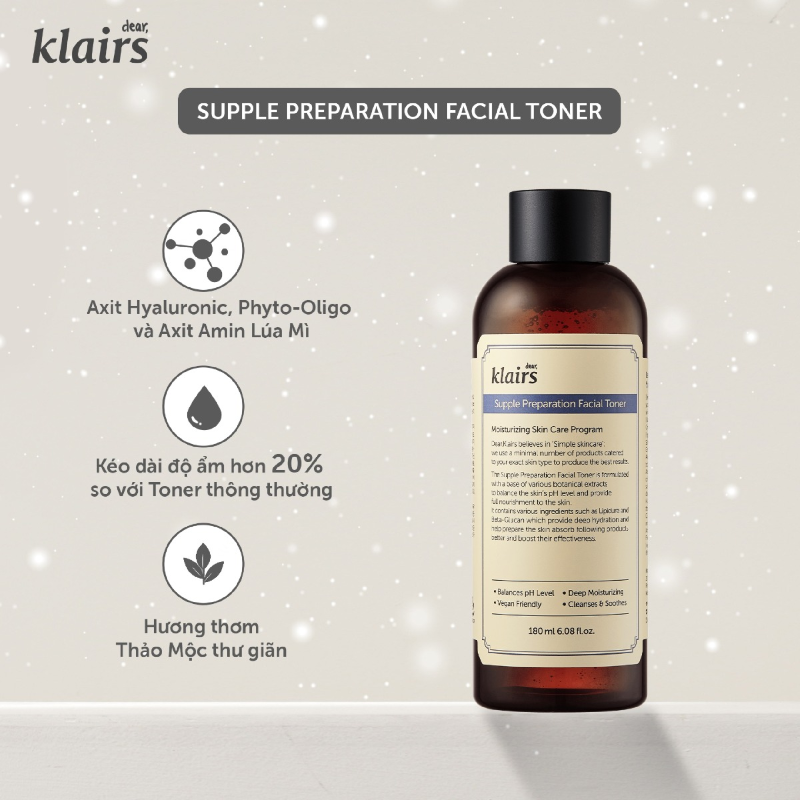 Nước hoa hồng Dear Klairs Supple Prepairation Facial Toner 180ml - Ảnh 3