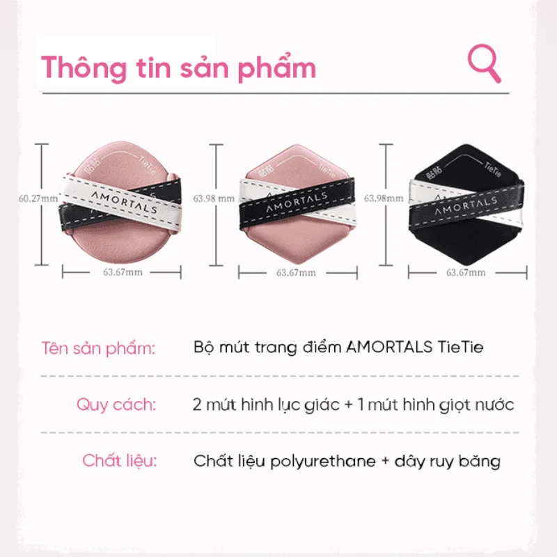 Hộp mút trang điểm AMORTALS Tietie 3pcs - Ảnh 3