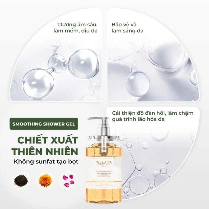 Sữa tắm trắng da cánh hoa cúc WEILAIYA Calendula Shower Gel 450ml - Ảnh 3