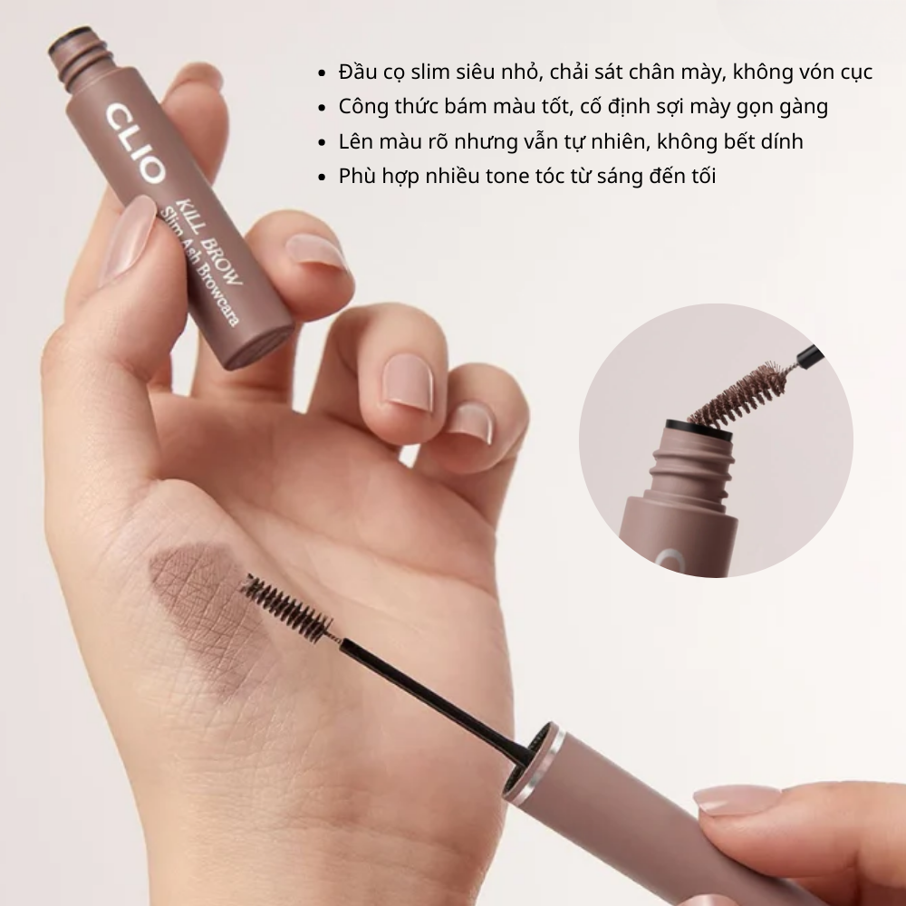 Mascara chân mày Clio Kill Brow Slim Ash Browcara #03 Natural Ash - Ảnh 2