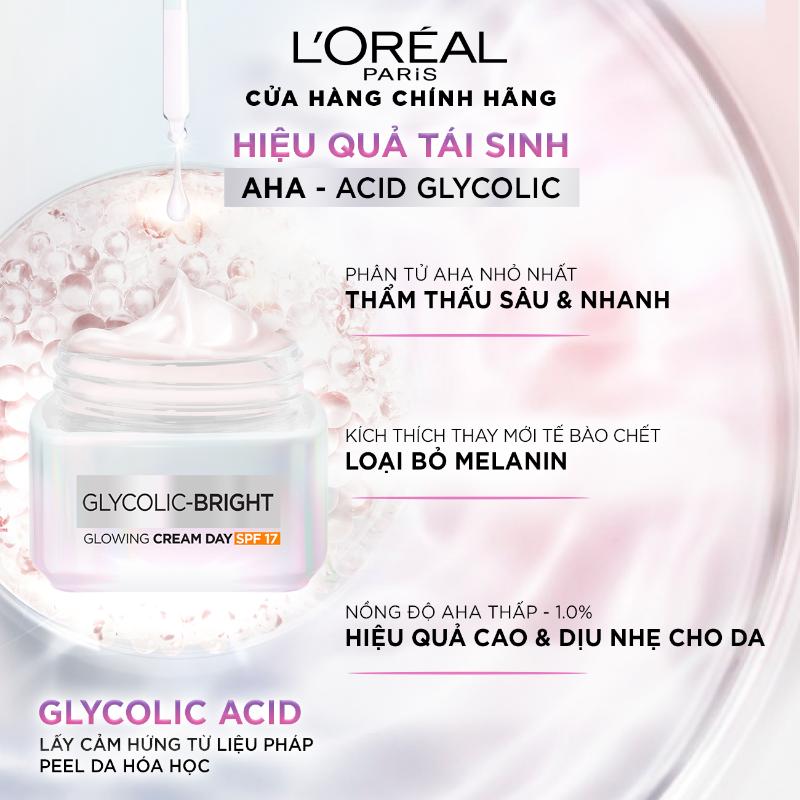 Kem dưỡng Loreal Paris Glycolic-Bright Glowing Cream Day SPF 30 50ml - Ảnh 2