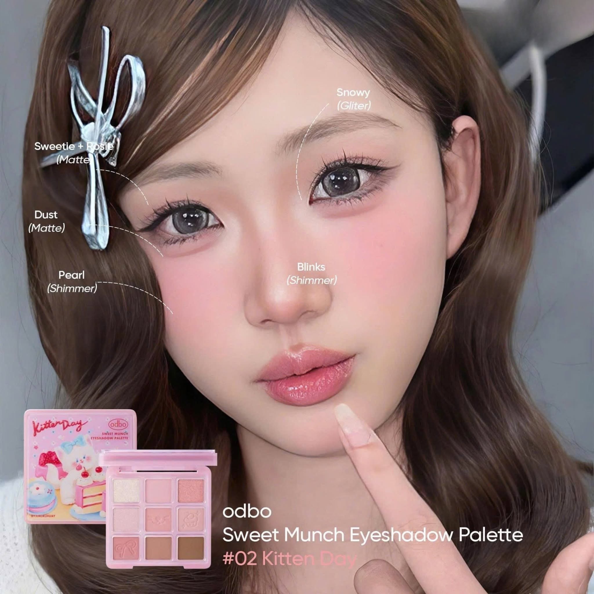 Phấn mắt 9 ô Odbo Sweet Munch Eyeshadow Palette OD2024 #02 - Ảnh 5