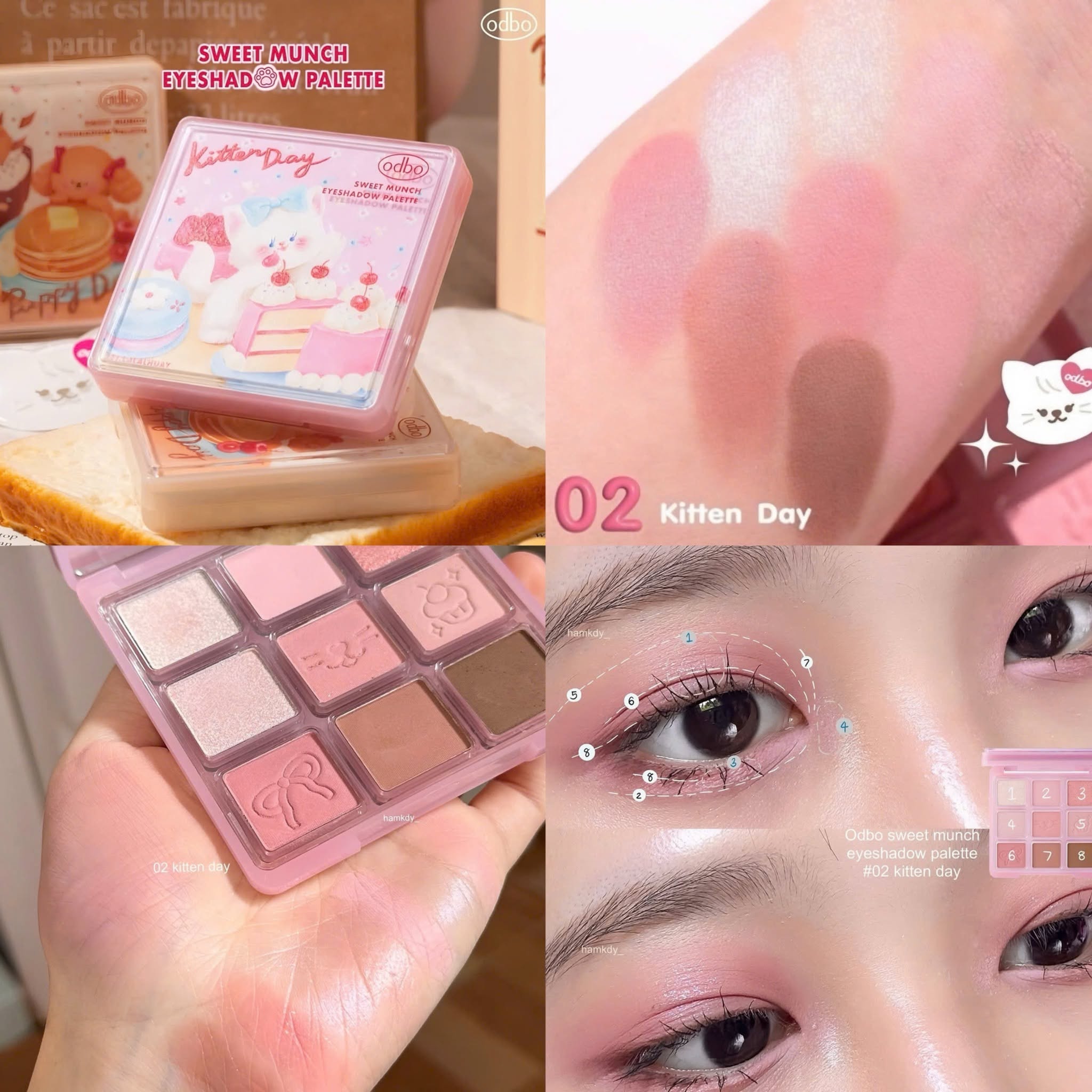 Phấn mắt 9 ô Odbo Sweet Munch Eyeshadow Palette OD2024 #02 - Ảnh 3