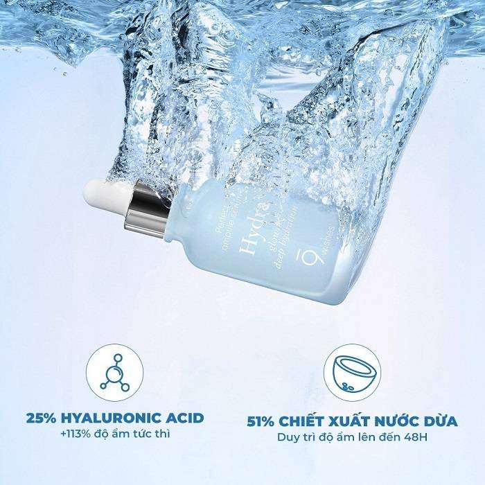 Tinh chất dưỡng ẩm 9 Wishes Hydra Skin Ampule Serum 30ml - Ảnh 2