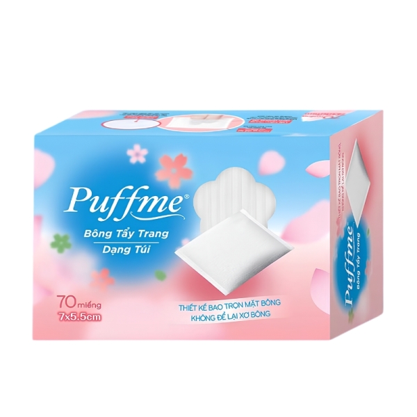 Bông tẩy trang PUFFME dạng túi 70 miếng