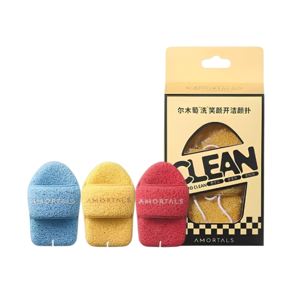 Hộp mút bọt biển rửa mặt AMORTALS 3pcs (Mẫu mới)