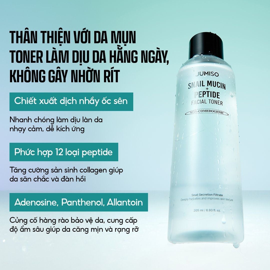 Nước hoa hồng Jumiso Snail Mucin + Peptide Facial Toner 205ml