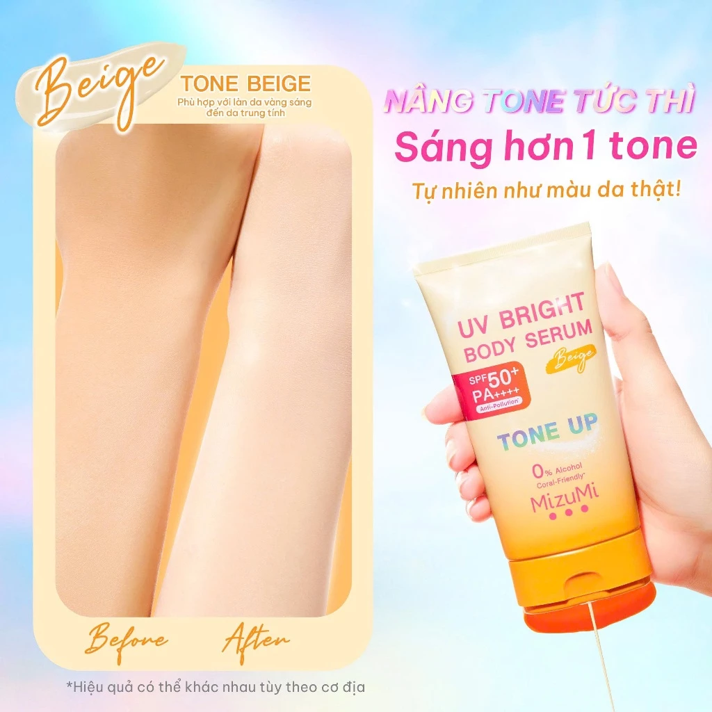 Dưỡng thể chống nắng MizuMi UV Bright Body Serum SPF50+ PA++++ 120ml (Beige) - Ảnh 2