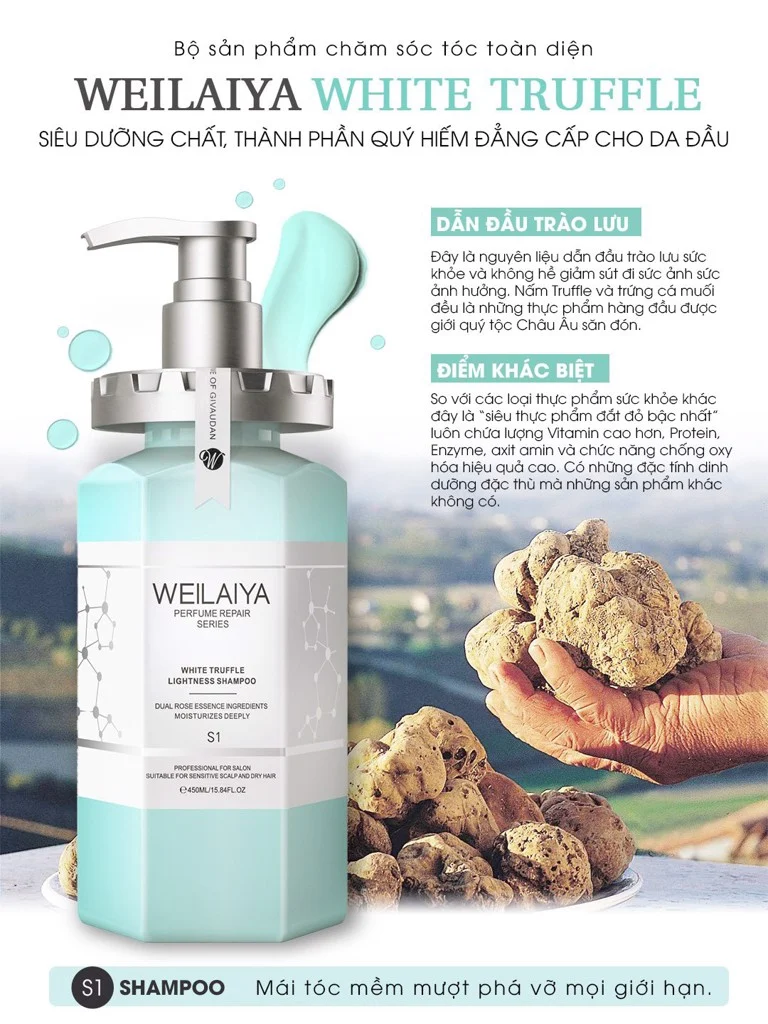 Dầu gội phục hồi nấm TRUFFLE WEILAIYA S1 450ml - Ảnh 5