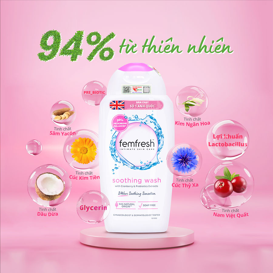 Dung dịch vệ sinh phụ nữ Femfresh Soothing Wash 250ml (Màu hồng) - Ảnh 2