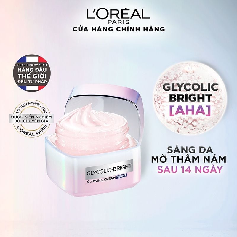 Kem dưỡng Loreal Paris Glycolic-Bright Glowing Cream Night 50ml - Ảnh 3