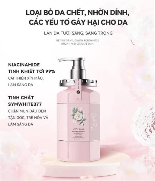 Sữa Tắm Trắng Da Hoa Trà WEILAIYA Niacinamide Shower Gel 450ml - Ảnh 3