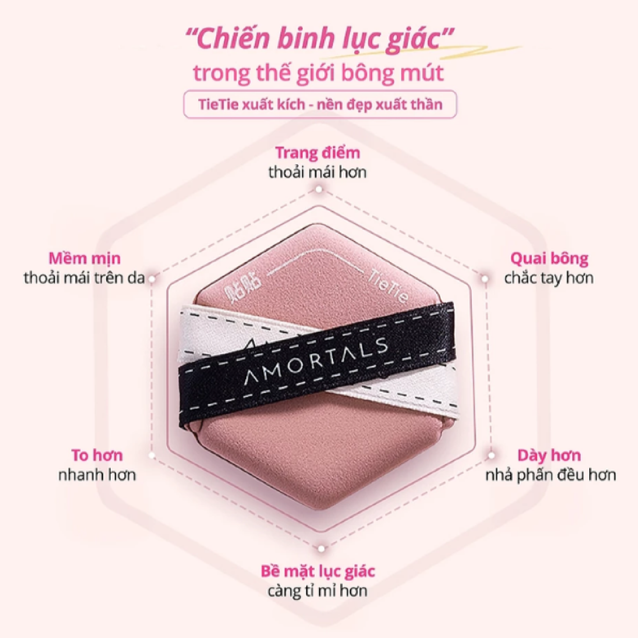Hộp mút trang điểm AMORTALS Tietie 3pcs - Ảnh 6