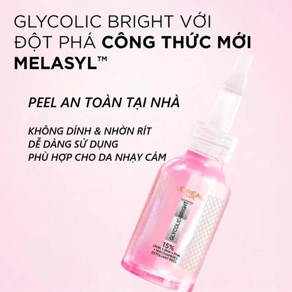 Tinh chất Tẩy tế bào chết Loreal Paris Glycolic Bright Exfoliant Peel 25ml - Ảnh 4