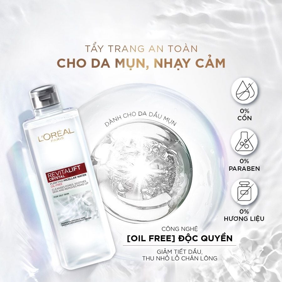 Nước tẩy trang Loreal REvitalift Crystal For Oily Skin 400ml - Ảnh 4