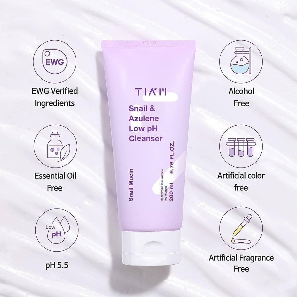 Sữa Rửa Mặt Tiam Snail & Azulene Low PH Cleanser 200ml - Ảnh 4