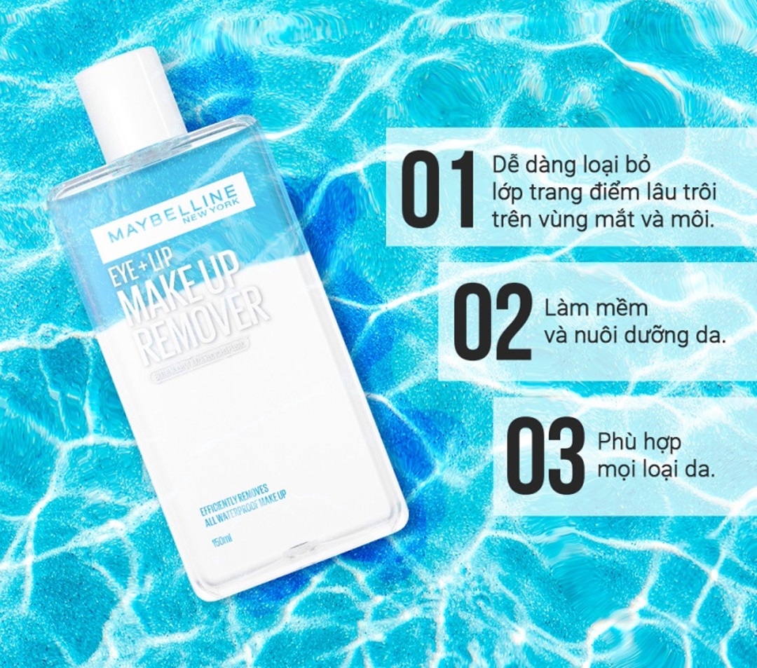 Nước tẩy trang mắt môi Maybelline 150ml - Ảnh 3
