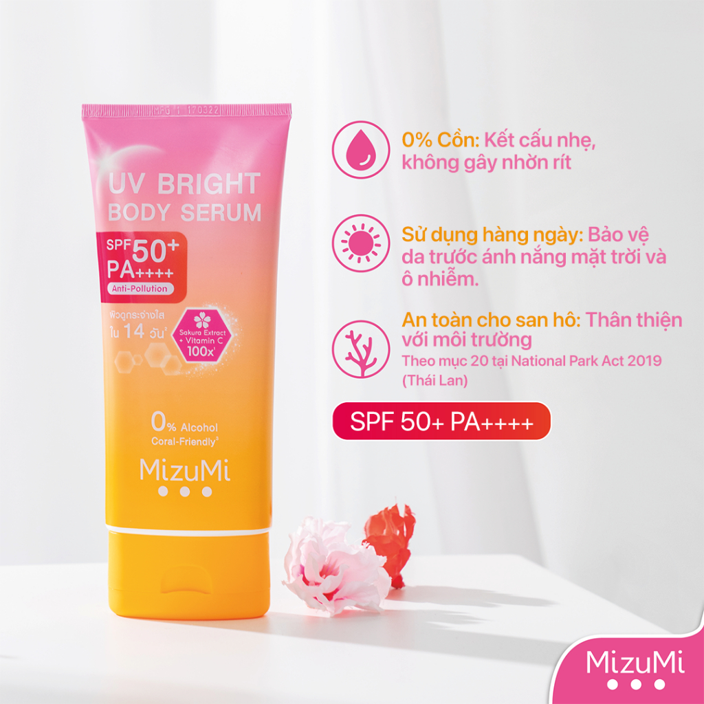 Dưỡng thể chống nắng MizuMi UV Bright Body Serum SPF50+ PA++++ 180ml - Ảnh 2