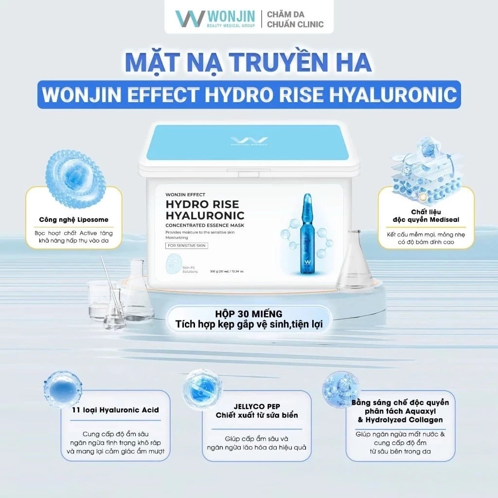Hộp 30 miếng mặt nạ Wonjin Effect Hydro Rise Hyaluronic Mask 350g - Ảnh 2