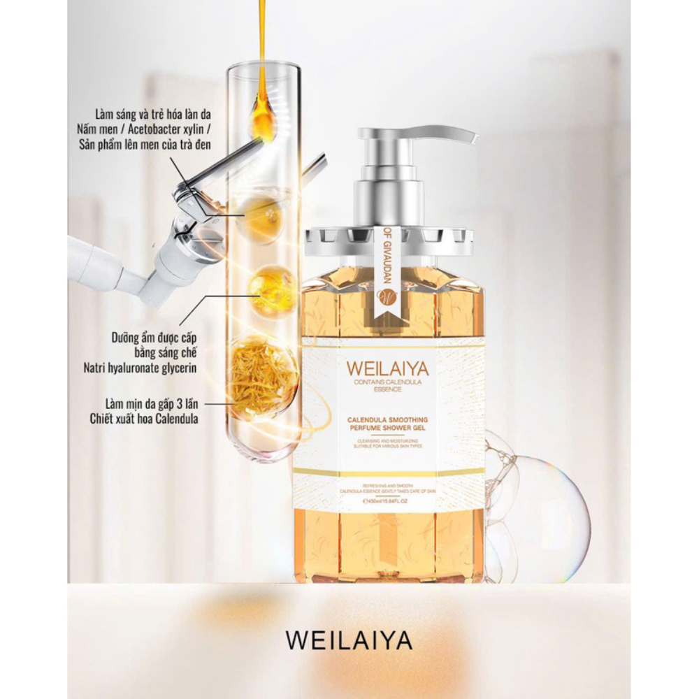 Sữa tắm trắng da cánh hoa cúc WEILAIYA Calendula Shower Gel 450ml - Ảnh 4