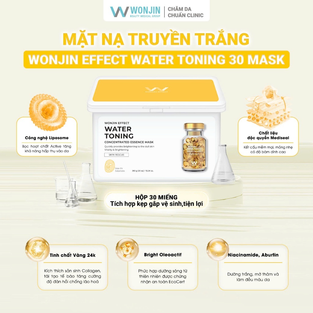 Hộp 30 miếng mặt nạ Wonjin Effect Water Toning Mask 350g - Ảnh 2