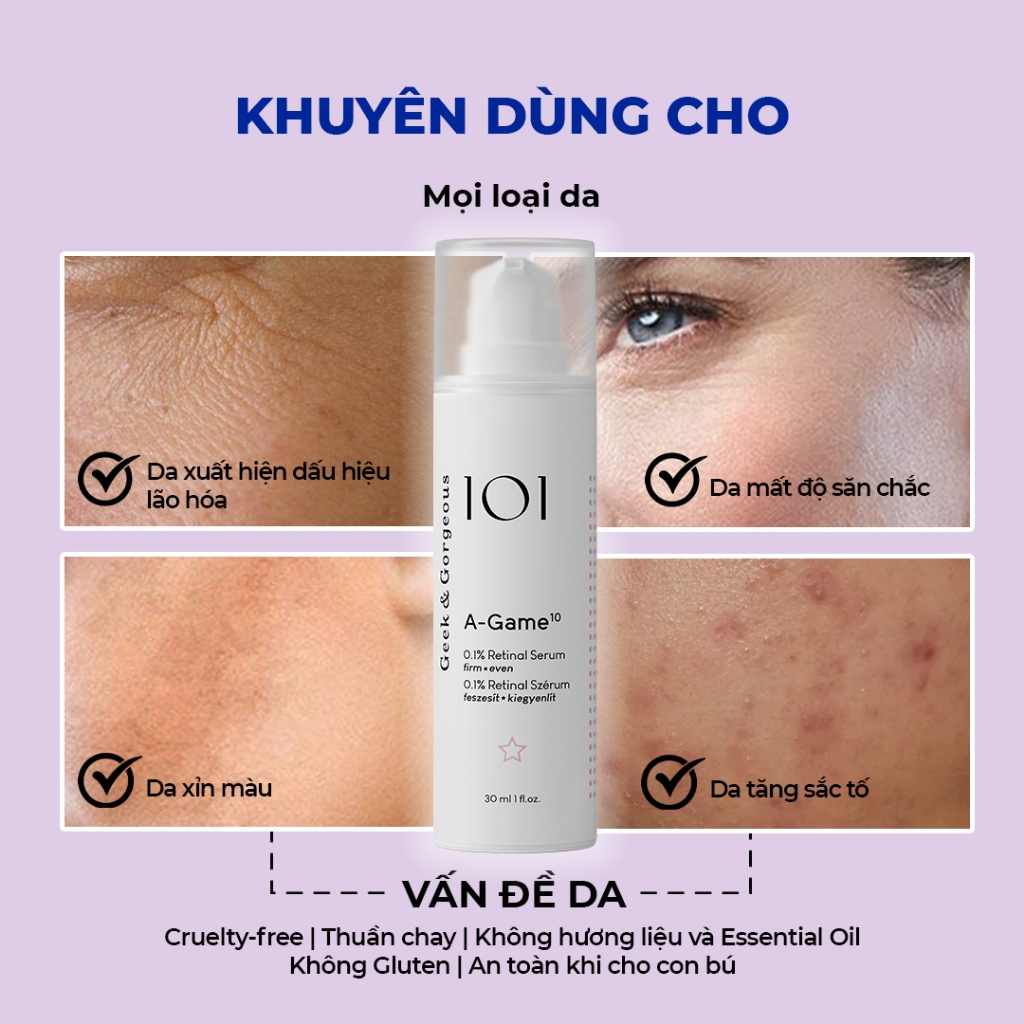 Tinh chất Geek & Gorgeous A-Game 10 0.1% Retinal Serum 30ml - Ảnh 3