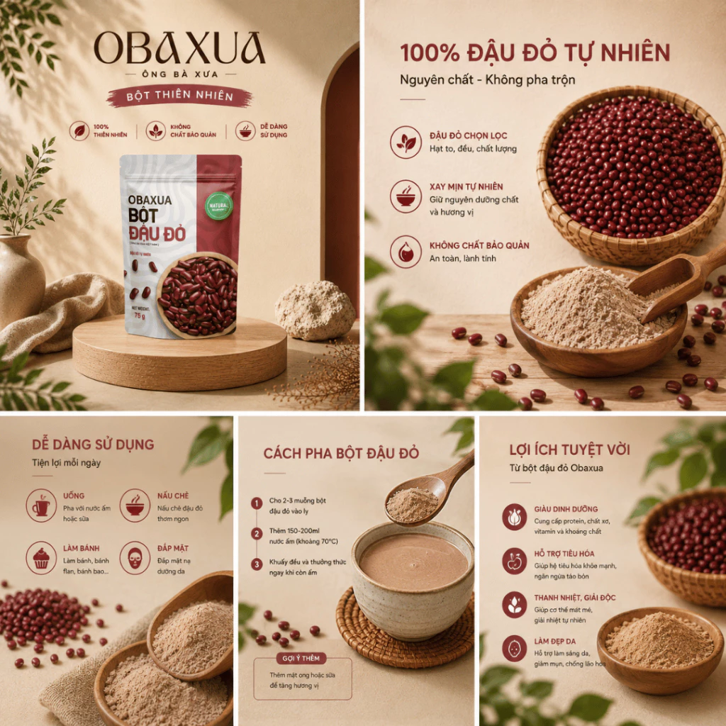 Bột đậu đỏ OBAXUA 500G - Ảnh 3