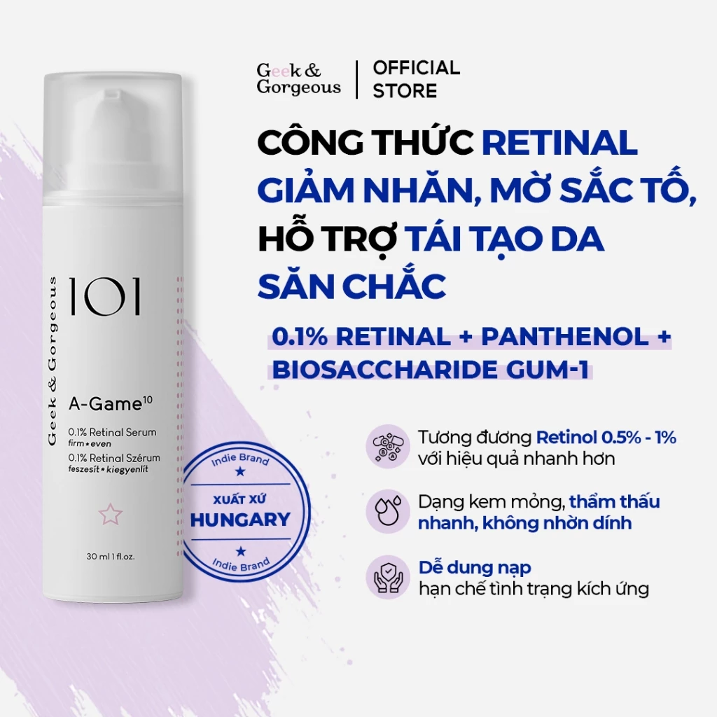 Tinh chất Geek & Gorgeous A-Game 10 0.1% Retinal Serum 30ml - Ảnh 2