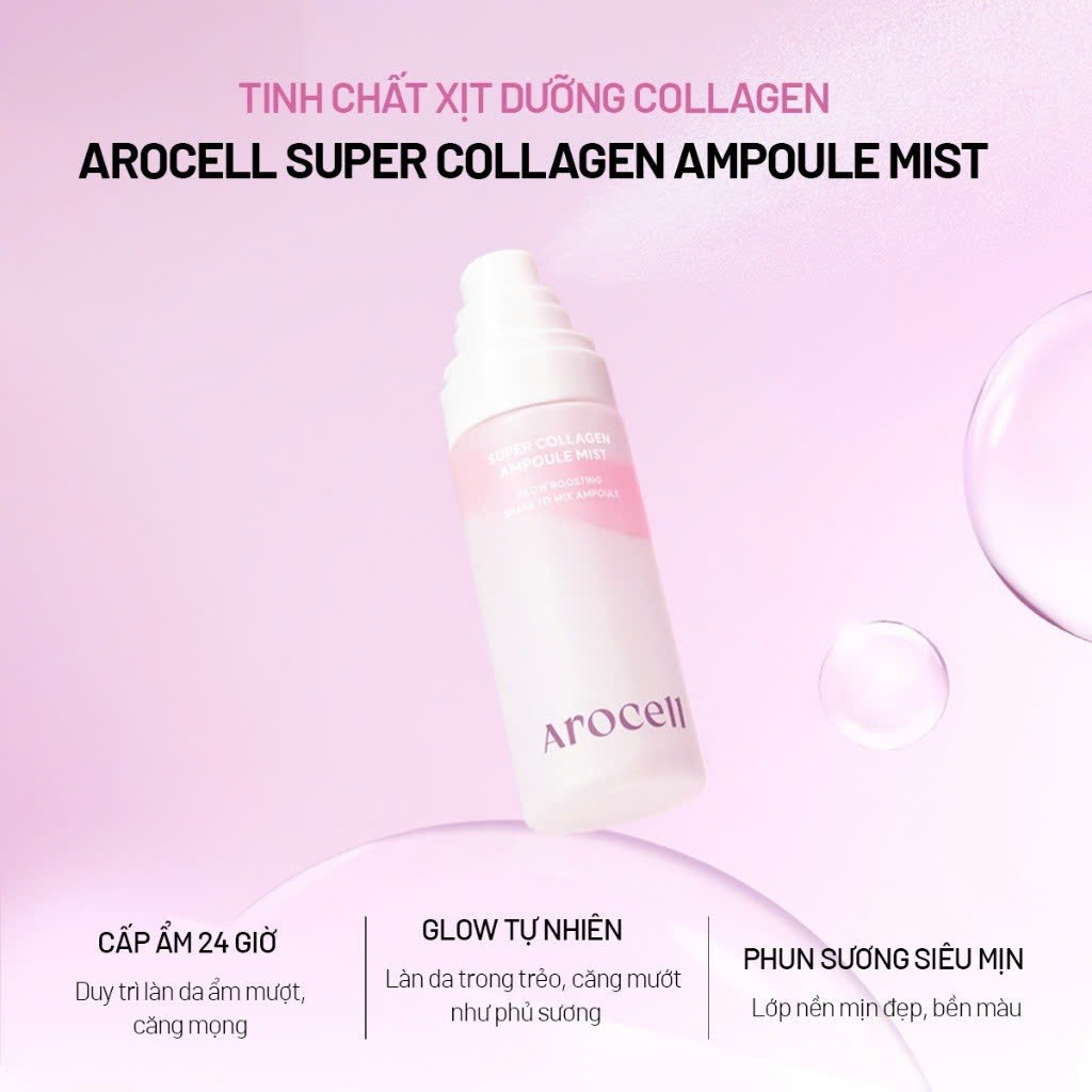 Tinh chất xịt dưỡng Arocell Super Collagen Ampoule Mist 80ml - Ảnh 3
