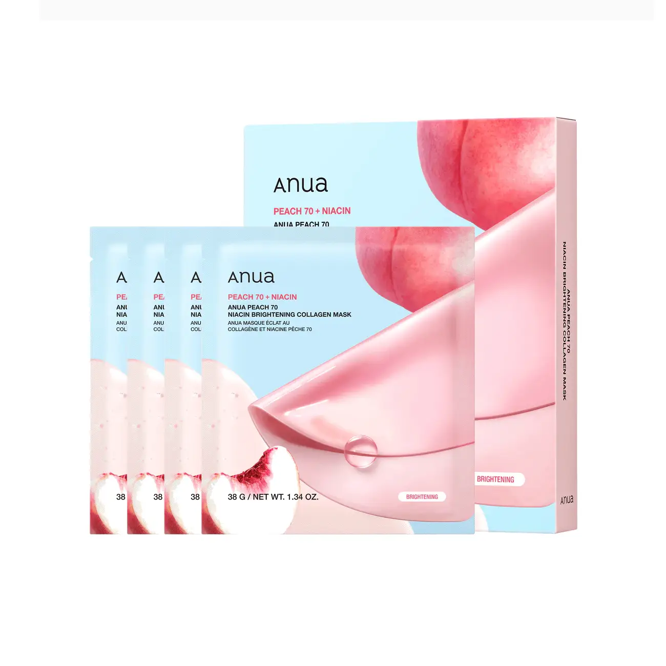 Hộp 4 miếng Mặt nạ thạch Anua Peach 70 Niacin Brightening Collagen Mask 38g