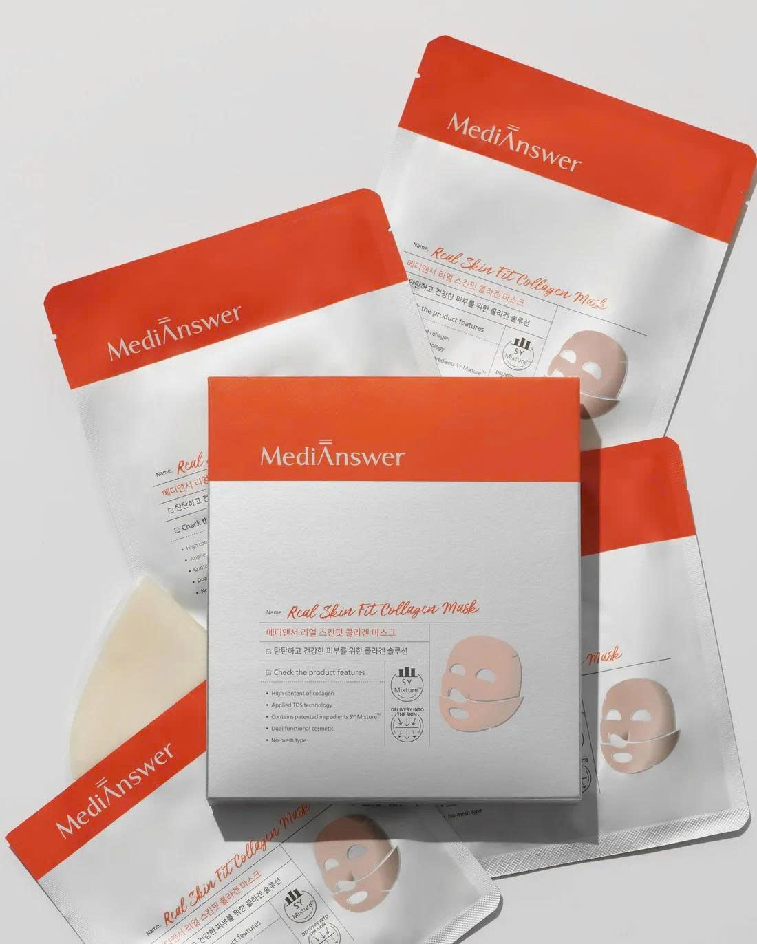 Hộp 4 miếng Mặt nạ thạch MediAnswer Real Skin Fit Collagen Mask (cam) - Ảnh 3