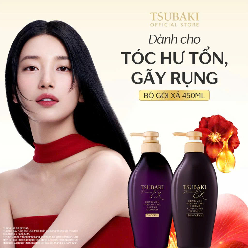 Dầu Gội & Dầu Xả Tsubaki Premium Ex Hair Fall Care & Repair 450ml - Ảnh 2