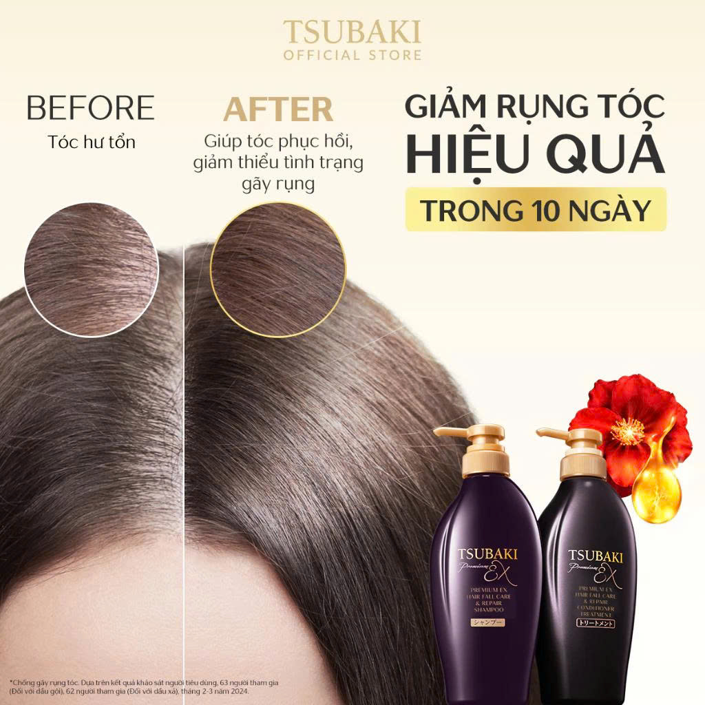 Dầu Gội & Dầu Xả Tsubaki Premium Ex Hair Fall Care & Repair 450ml - Ảnh 3