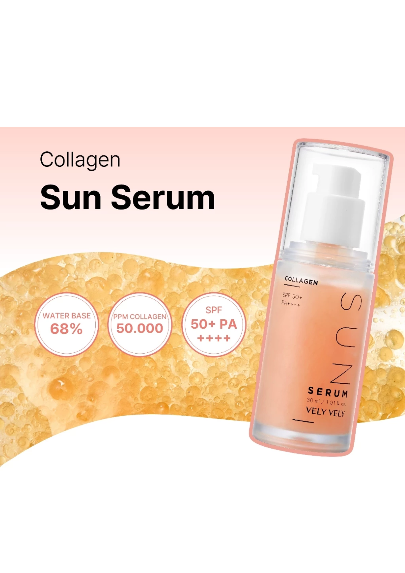 Tinh chất chống nắng Vely Vely Collagen Sun Serum SPF50+ PA+++ 30ml - Ảnh 2