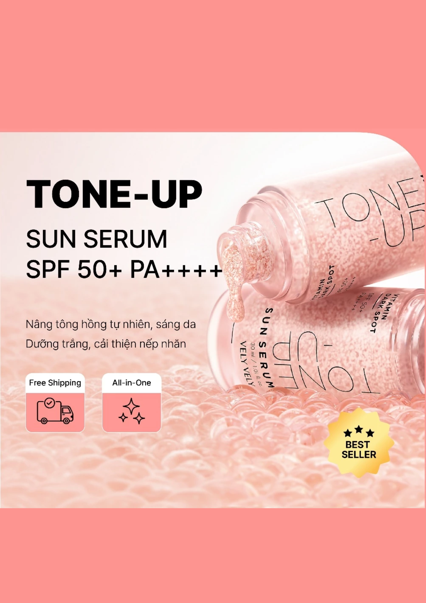 Tinh chất chống nắng Vely Vely Vitamin Dark Spot Tone-Up Sun SPF50+ PA+++ 30ml - Ảnh 2